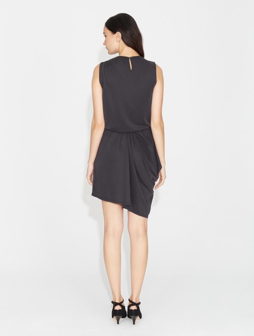 halston heritage jersey dress Halston Heritage ASYMMETRIC METALLIC JERSEY DRESS in Steel