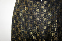 Alexander McQueen Women's Metallic Black and Gold Honeycomb Jacquard Slit Front Trousers size 42