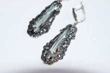 Grey crystal | Silver earrings