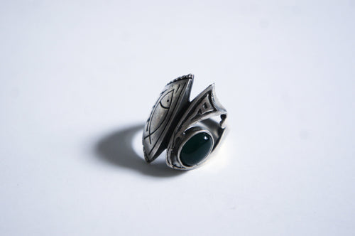 Semi-precious green stone | Silver ring from Armenia