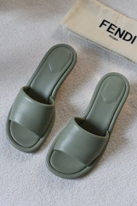 Fendi Cutout Metal Block-Heel Padded Leather Sandals