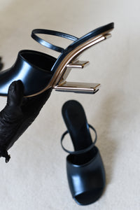 Fendi First Metallic Heel Slide Sandals