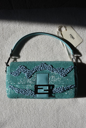 Fendi Re-Edition Turquoise Stone/Bead Baguette
