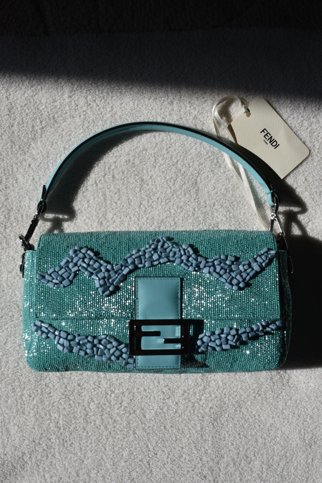 Fendi Re-Edition Turquoise Stone/Bead Baguette
