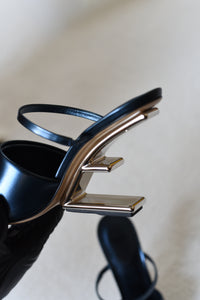 Fendi First Metallic Heel Slide Sandals