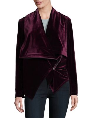 BlankNYC dark plum velvet overlay jacket