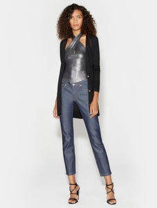 Halston Heritage Sleeveless Halter silver/black bodysuit