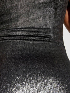 Halston Heritage Sleeveless Halter silver/black bodysuit
