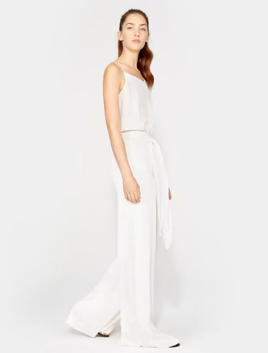 Halston Heritage Crinkle Crepe Wide Leg Pants in CHALK