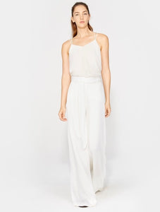 Halston Heritage Crinkle Crepe Wide Leg Pants in CHALK