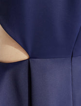 Halston Heritage Satin Faille Gown with Cut Outs in NAVY