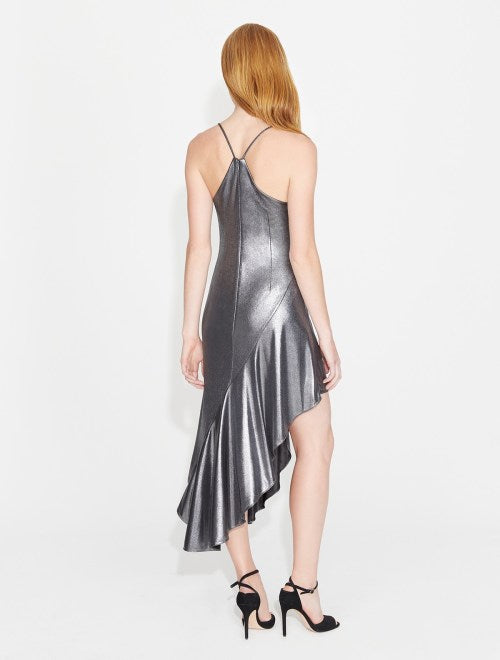Halston Heritage Metallic Asymmetric-Skirt Dress