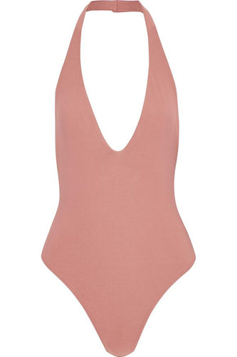 ALIX Open-back stretch-cady halterneck bodysuit
