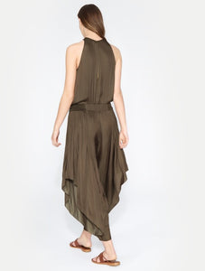 Halston Heritage Flowy Smocker Jumpsuit in SAGE