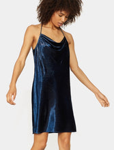 Halston Heritage Metallic Velvet Dress in Navy