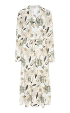 BECKEN Ruffled Floral Silk Midi Dress Ivory Print