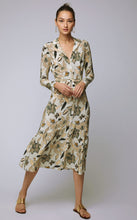 BECKEN Ruffled Floral Silk Midi Dress Ivory Print