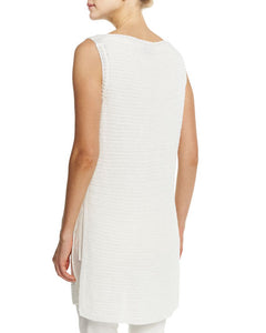 Loro Piana Tobago Knit Linen-Silk Tunic in Optical White