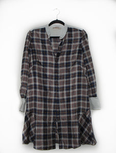 Tory Burch Cora Milano Tartan Plaid Silk Shirtdress