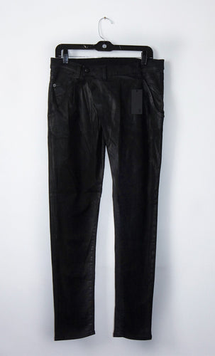 R13 x-over waxed black pants
