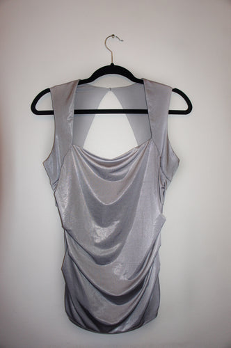 Cache silver sleeveless top