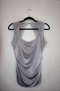 Cache silver sleeveless top