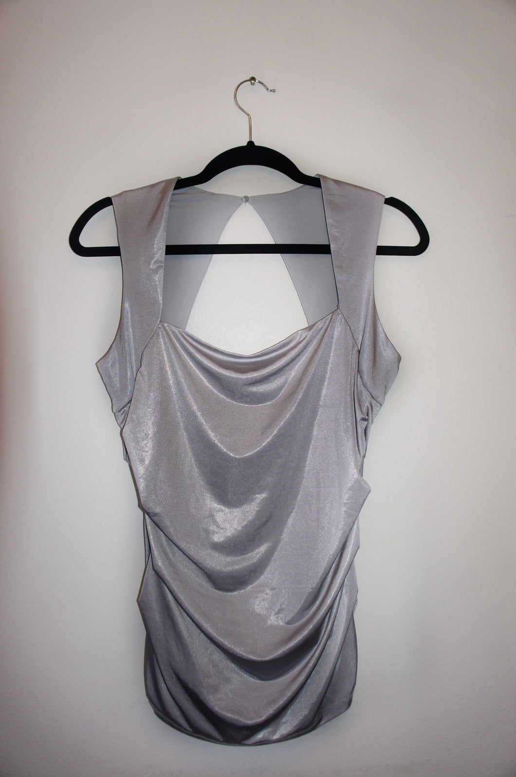 Cache silver sleeveless top