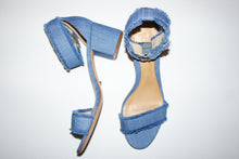 Schutz "Taisa" denim low heels sandals