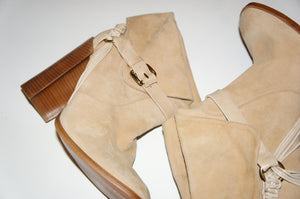 SCHUTZ Arlete Buckled Braided Suede Ankle Boots