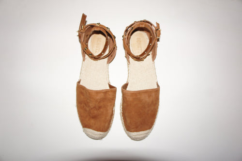 Schutz camel studded espadrille flats
