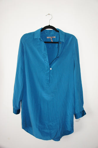 Halston Heritage blue long sleeve shirt dress