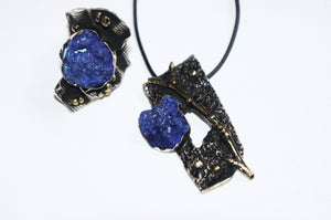 Blue stone | Silver ring | Pendant set