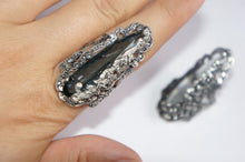Grey crystal | Silver ring from Armenia