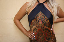 Floor length halter dress by Lavan
