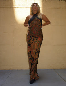 Floor length halter dress by Lavan