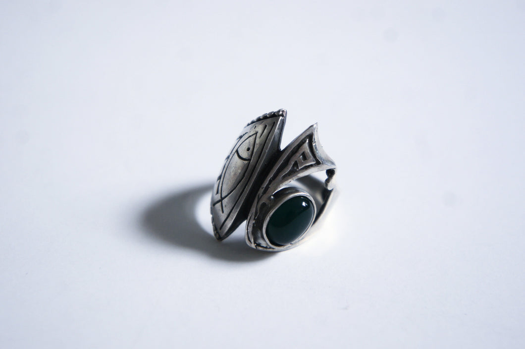 Semi-precious green stone | Silver ring from Armenia