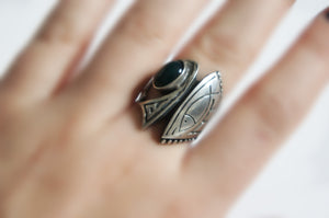 Semi-precious green stone | Silver ring from Armenia