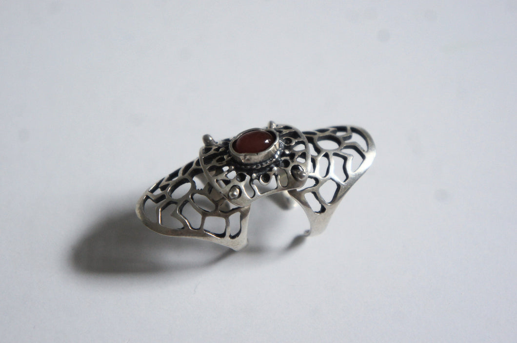 Semi-precious red stone | Silver ring from Armenia