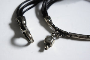 Silver | black bracelet with charms from Armenia