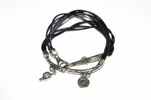 Silver | black bracelet with charms from Armenia