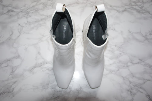 Jeffrey Campbell white patent leather booties