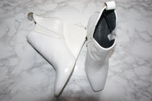 Jeffrey Campbell white patent leather booties