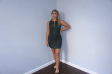 Svilu forest green zip-up dress