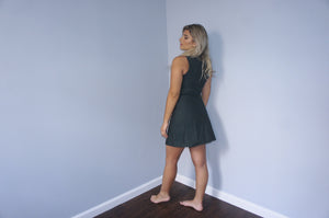 Svilu forest green zip-up dress