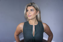 Svilu forest green zip-up dress