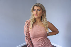Endless Rose Faux-Suede One-Sleeve Dress