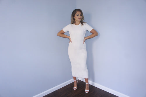 Helmut Lang off-white short sleeve maxi dress