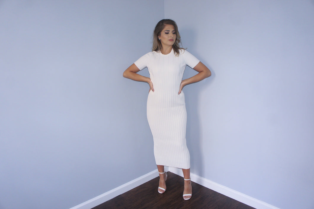 Helmut Lang off-white short sleeve maxi dress