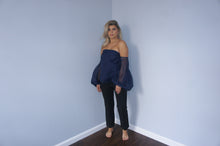 Milly blue long sleeve off shoulder top