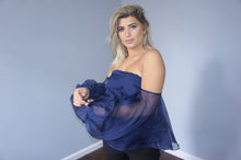 Milly blue long sleeve off shoulder top